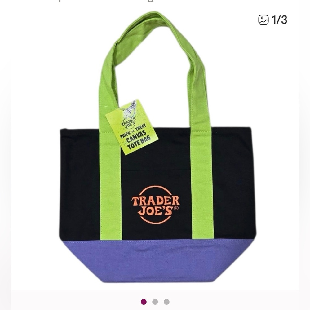 NWT Trader Joe’s Mini Canvas Tote Bag Halloween Fall 2025 Limited Edition
